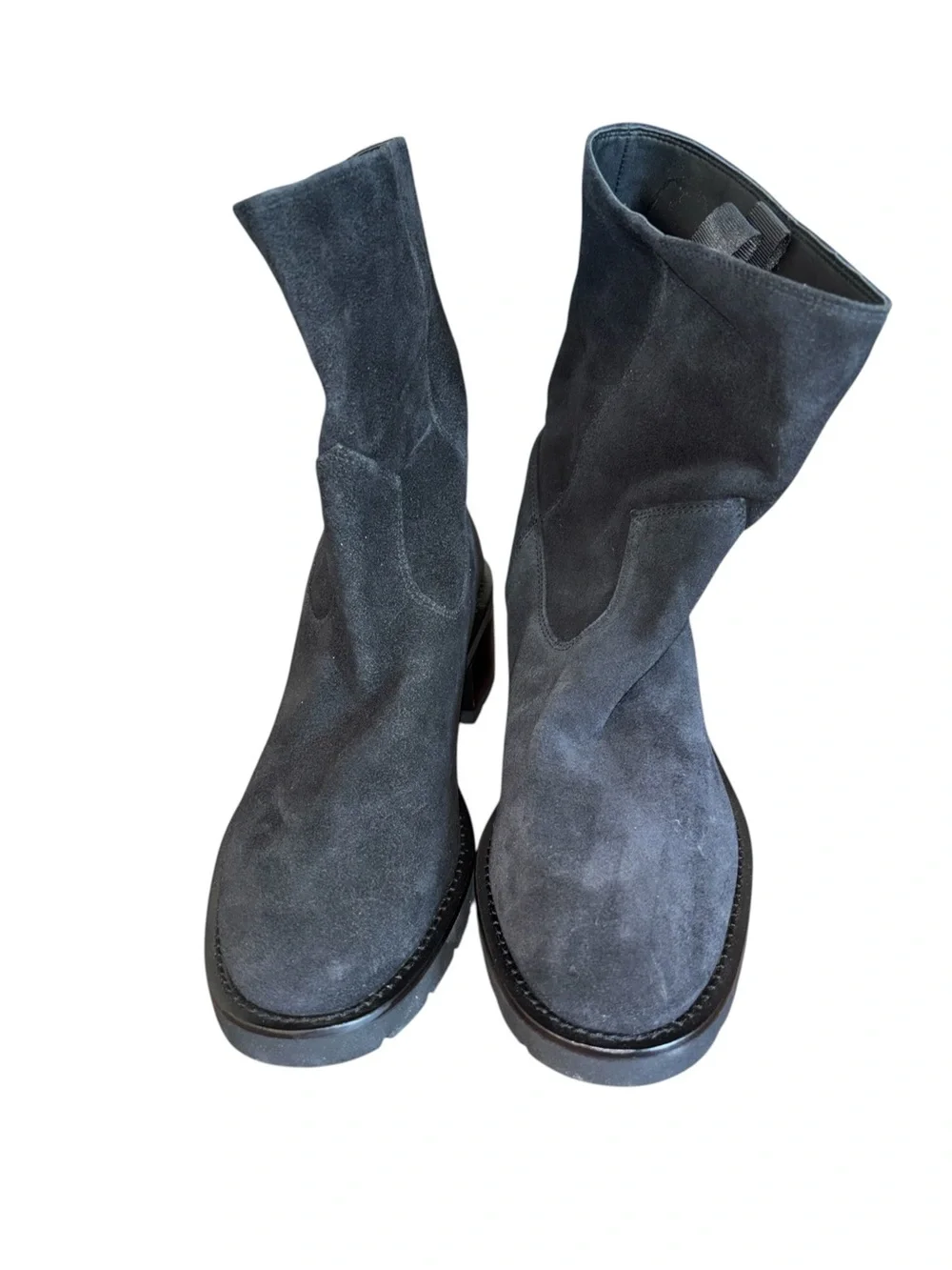 Stuart‎ Weitzman Boulevard Suede Bootie Pull On Black Moto 9.5